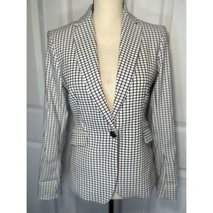 Rachel‎ Zoe Blazer XS Black White Windowpane Grid Tailored Single Button Career